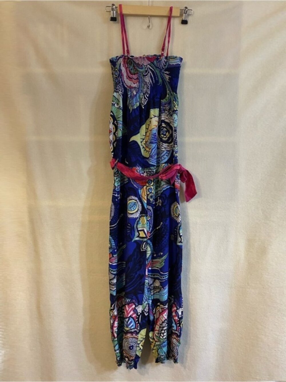 Desigual 13/14 tropical floral smocked sleeveless Bangui jumpsuit romper
